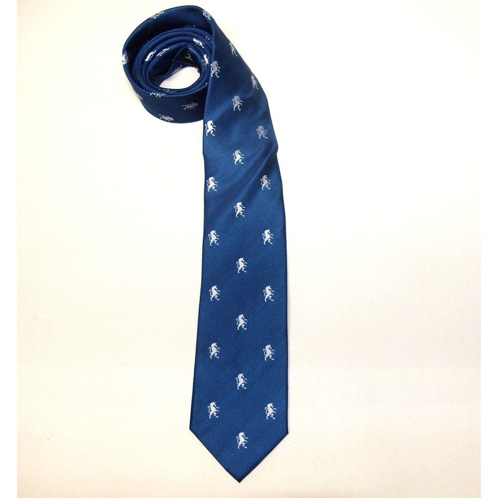 Vintage Stafford Blue Tie with Prancing Horse 100% Silk Hand Made 3.5 x 58
